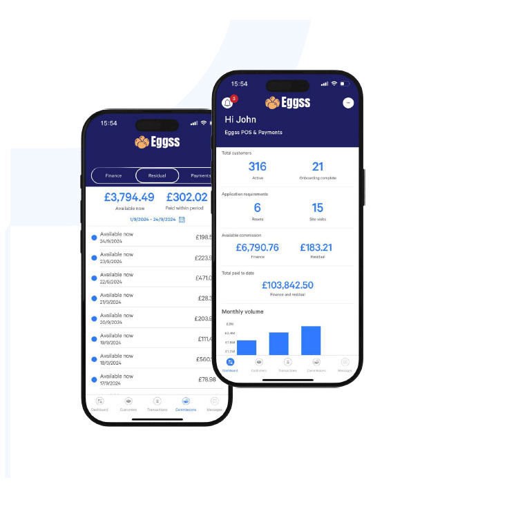 Eggss card payment customer dashboard
